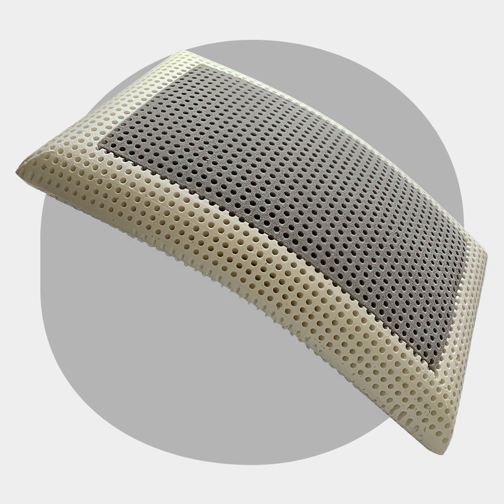 Guanciale Gemelli, Cuscino ergonomico saponetta in Memory Foam forato,  100% Made in Italy, con rivestimento agli ioni di argento, 71x41xh13 cm,  Set da 4